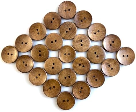 MTCELL 30 Pcs Classic 2-Hole Convex Wooden Buttons, 1.5-Inch (38mm)