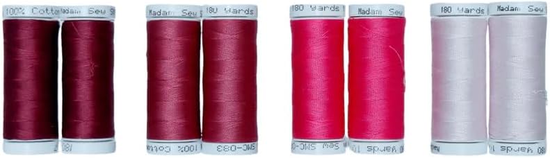 Madam Sew Cotton Thread Set – 8 Small Spools – 100% Cotton Thread for