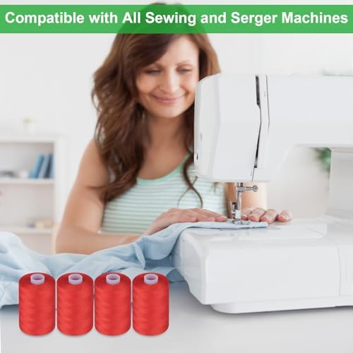 Simthread All Purpose Sewing Thread, 4 Spools Each 1000 Yards of