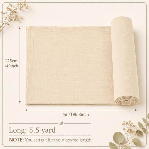 Irenare 100% Cotton Muslin Fabric 49 Inch x 5.5 Yards Fabric by The