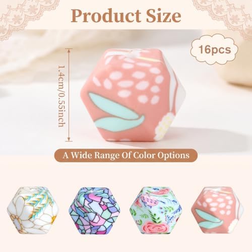 Bruislard 16Pcs Knitting Needle Stoppers Hexagon Print Knitting Needle