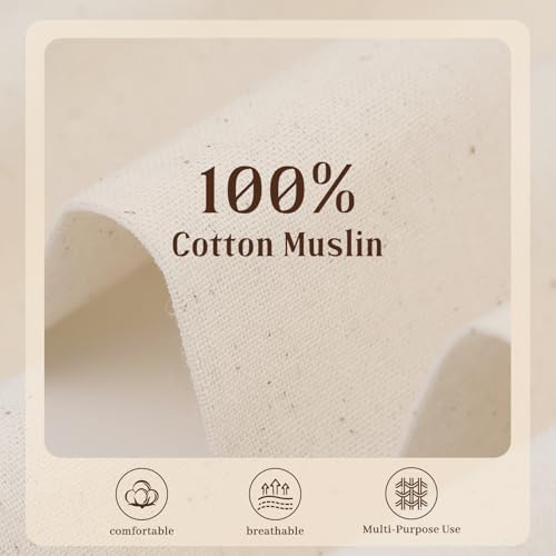 100% Cotton Muslin Fabric, 60 Inch Unbleached Muslin Linen Fabric by