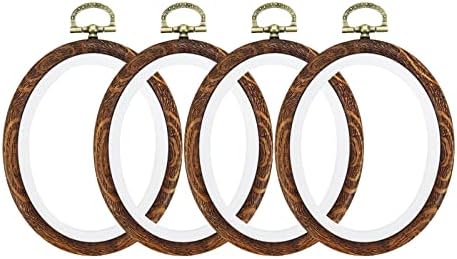 Semetall 4pcs Oval Embroidery Hoops 2.95"x3.74" Inch