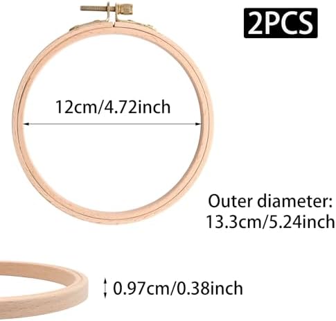 Mormchlots 2Pcs 5 Inch Wood Embroidery Hoops