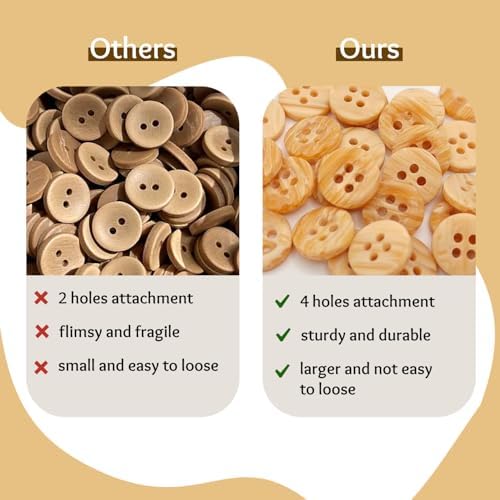 12 Pcs Buttons for Shirt 0.45 inch Natural Wood Color Buttons for
