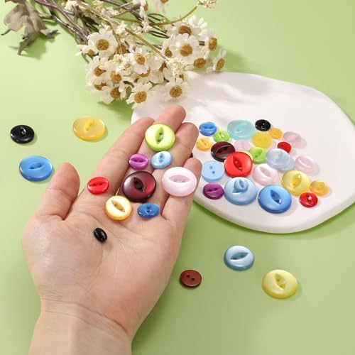 HARFINGTON 12pcs 16L Purple Round Sewing Buttons 10mm 3/8" Resin