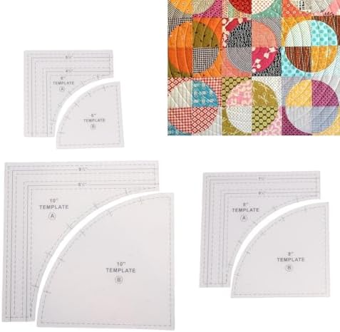 3-Pack Quilting Templates, 10 8 6in Acrylic Rulers for Cutting