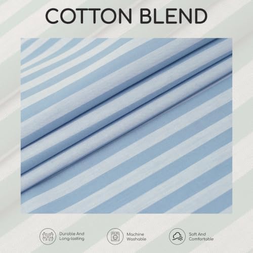 57" W Cotton Striped Fabric by the Yard, Classic Cabana Stripe Print