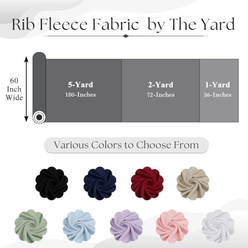 Entisn 1 Yard Stretch Fleece Fabric with Ribbed Texture, Black