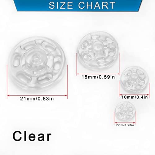 Betoplin 100 Sets Plastic Snaps Buttons, Clear Sew on Snaps Fasteners