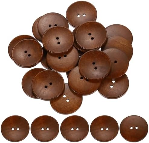 uxcell 30Pcs Wooden Buttons, 38mm(1.5 Inch) 2 Hole Round Wood Sewing