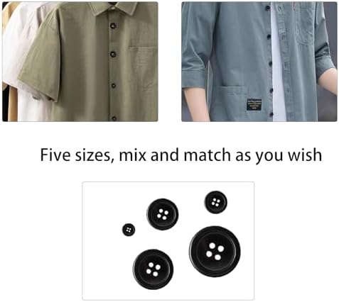 Lilaly 160 pcs Black Buttons for Crafts, 5 Sizes Mixed Round Sewing