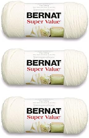 Bernat Super Value Yarn for Crocheting Soft, Natural, 3-Pack