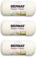 Bernat Super Value Yarn for Crocheting Soft, Natural, 3-Pack