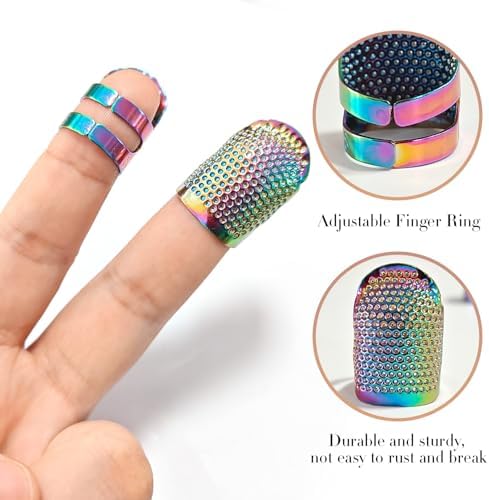 ZESION 4Pcs Sewing Thimbles, Adjustable Metal Thimbles for Hand Sewing
