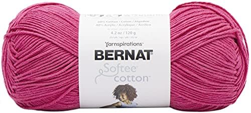Bernat Softee Cotton Yarn for Crocheting Soft, Fuschia