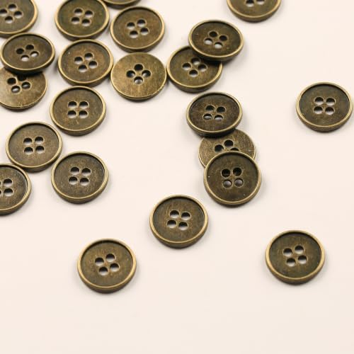 30 Pcs 4 Holes 18mm Antique Bronze Metal Buttons for Sewing