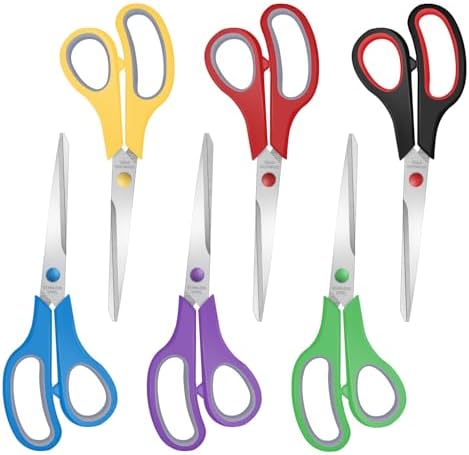 6 Packs Sewing Craft Scissors Bulk,8" Multipurpose Heavy Duty Sharp