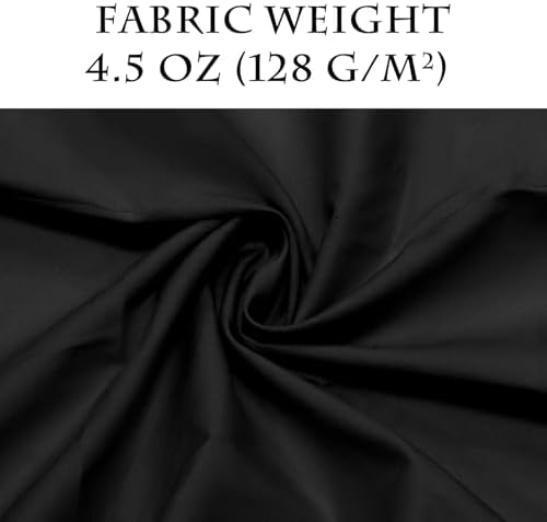 3 Yards Black Cotton Fabric by The Yard in Solid Color - 59” Wide