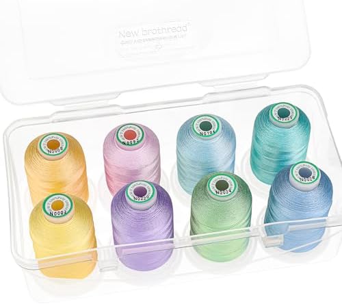 New brothread 8-Spool Embroidery Thread Set, Pastel Color