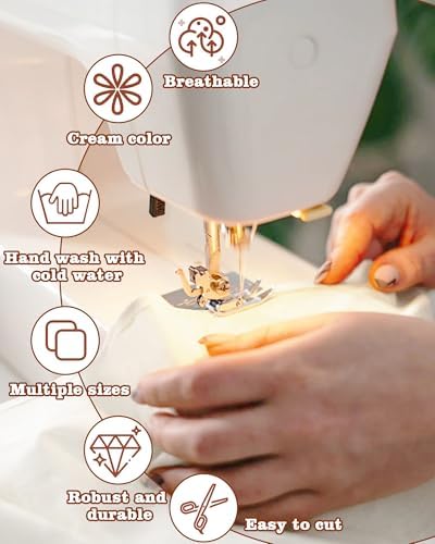 FIVEIZERO 100% Cotton Muslin Fabric by The Yard,59in x 1yd Cream