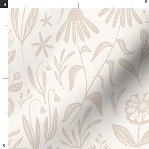 Spoonflower Fabric Flowers Cream Tan Nude Medium on Petal Signature