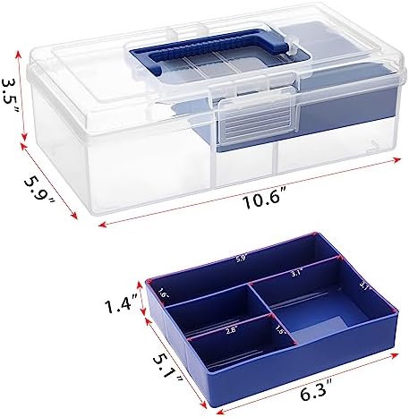 BTSKY Clear Plastic Storage Box with Removable Tray Multipurpose