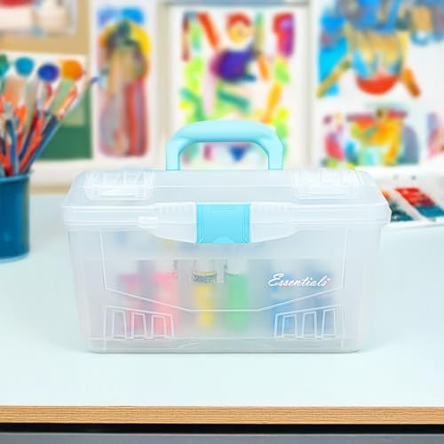 ArtBin Twin Top 17-Inch Craft Supply Box with Handle, Aqua Accents