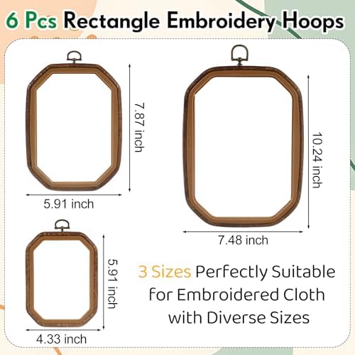 BrightRow 6 Pcs Large Embroidery Hoop Set Decorative Imitated Wood