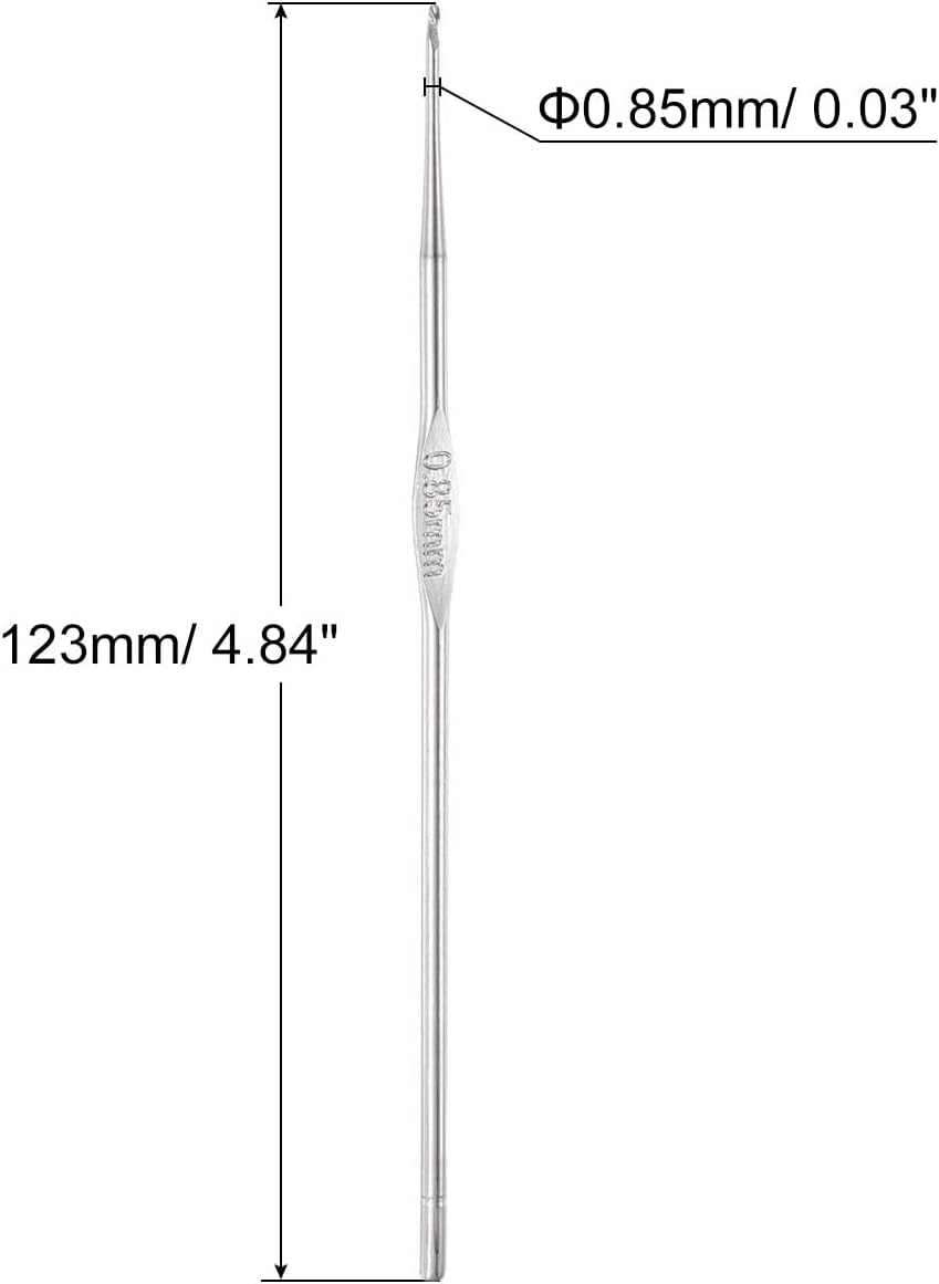 uxcell Stainless Steel Crochet Hook 0.85mm US Size 13 Knitting Needles