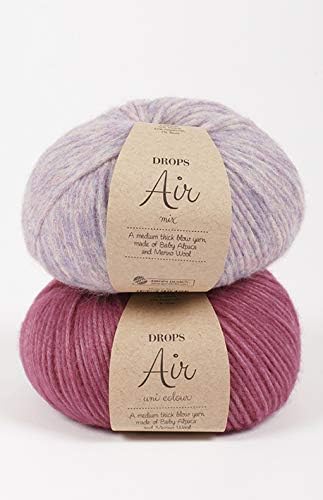 Babyalpaca and Merino Wool Yarn, Worsted, Aran, Drops AIR, 1.8 oz