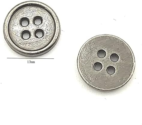 50pcs Antique Silver Metal Buttons Vintage Style Round Buttons Bulk