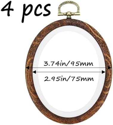 Semetall 4pcs Oval Embroidery Hoops 2.95"x3.74" Inch