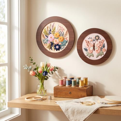 Wenqik 6 Pcs Wood Embroidery Frames for Cross Stitch, 8 Inch, 6 Inch