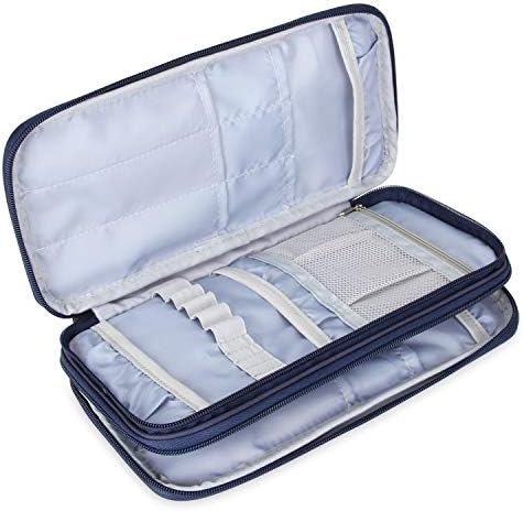 Teamoy Knitting Needles Organizer, Travel Crochet Hook Case, Blue Cats