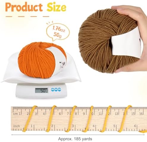 Katech 20 Skeins Cotton Yarn for Crocheting-Crochet Yarn Set-(Color E)