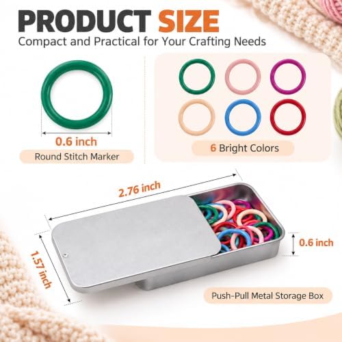 Stitch Markers for Crocheting,Round Stitch Markers with Push-Pull Box