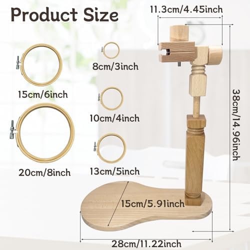 Biaungdo Adjustable Rotated Embroidery Hoop Stand with 5 Pack 5 Sizes