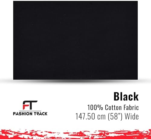 FT 100% Cotton Fabric By the Yard 58" Wide (Black, 5 Yard)