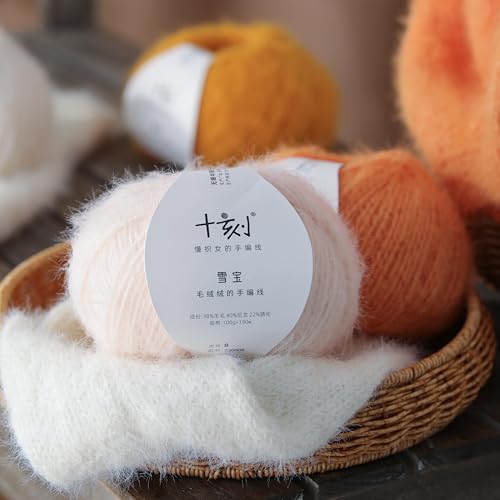SHIKE Snowball 38% Wool Blend Yarn-4x100g Balls Soft Plush Yarn for