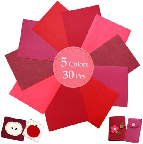 30Pcs Stiff Felt Sheets, 1mm Thick Felt Fabric Squares for Sewing &