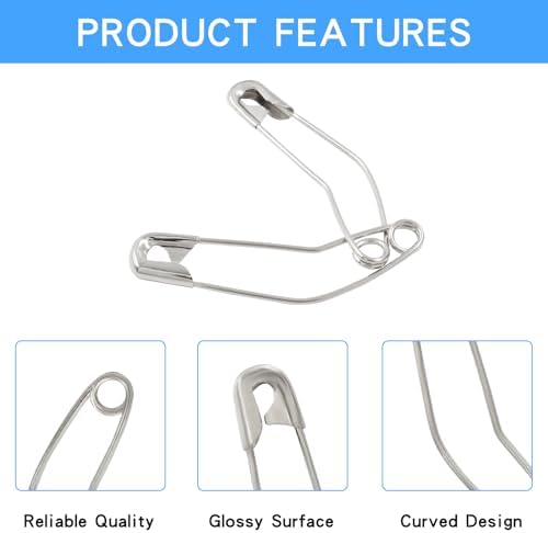 2 Inch Curved Safety Pins, 120Pcs