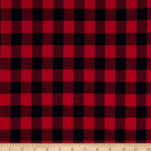 Yarn Dyed Flannel Small Buffalo Check Red, Fabric by the Yard