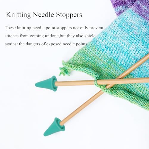 8pcs Green Large Silicone Knitting Needle Stoppers, SATONBEYI