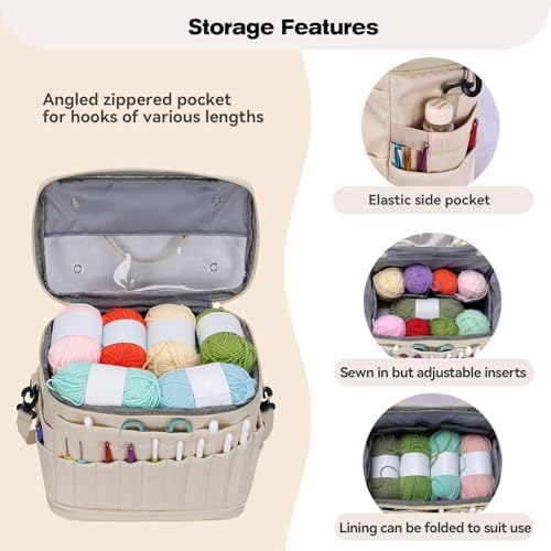 Expandable Crochet Bag,Anti-Tangle Yarn Storage Organizer, Durable