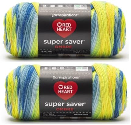 Red Heart Super Saver Ombre Yarn for Crocheting, Electric