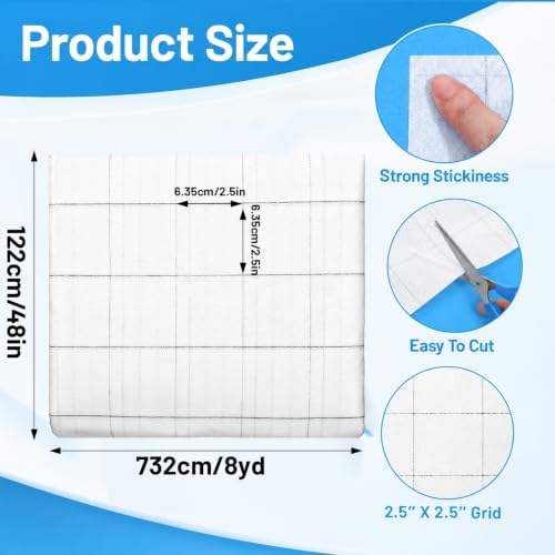 EIHPDEI 48 Inches x 8 yd Fusible Interfacing with 2.5 x 2.5 Inches