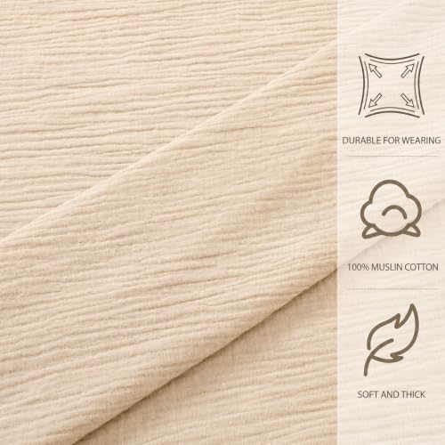 Irenare 100% Cotton Muslin Fabric 49 Inch x 5.5 Yards Fabric by The