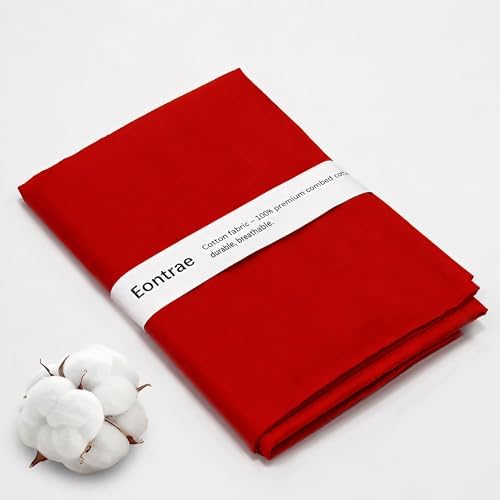 5 Yards Red Cotton Fabric by The Yard in Solid Color - 59” Wide