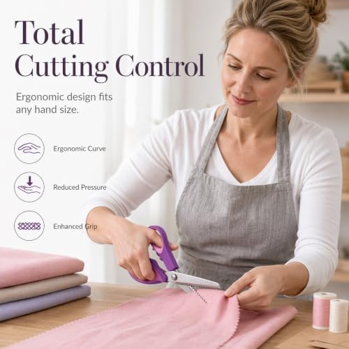 Pinking Shears, Sharp Serrated Stainless Steel Blades